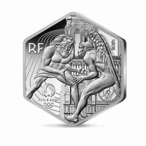 Μετά τα σχέδια Marianne (2021), Genius (2022) και Sower (2023), στην α όψη του νεου εξάγωνου νομίσματος απεικονίζεται ο Ηρακλής για τα εξαγωνα νομισματα των 10 € σε ασημι 2024 Oλυμπιακοι Aγωνες Paris2024tm