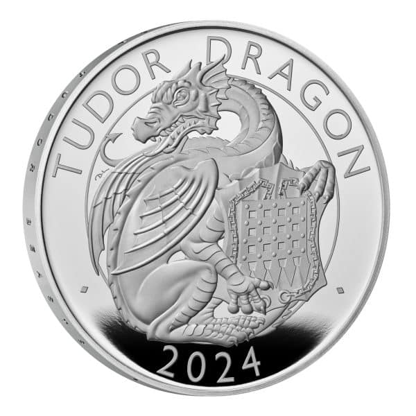 United Kingdom - 2 lbs - The Royal Tudor Beast - The Tudor Dragon 1 Oz - Silver - 2024