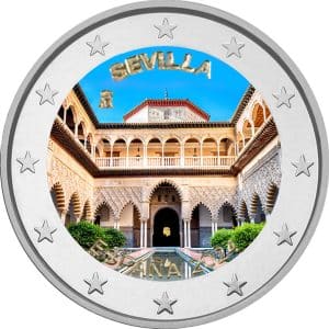 2 Color Euro Spain Alcazar Cathedral and Archivo de Indias in Seville 2024