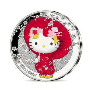 Hello Kitty Γιαπωνέζα 50 χρόνια Νόμισμα 10€ Ασήμι 999 Ποιότητα Proof Εγχρωμο Έτος 2024